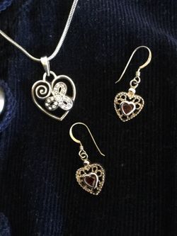 Beautiful Sterling Silver Hart necklace & Hart earring ✨💖💕✨