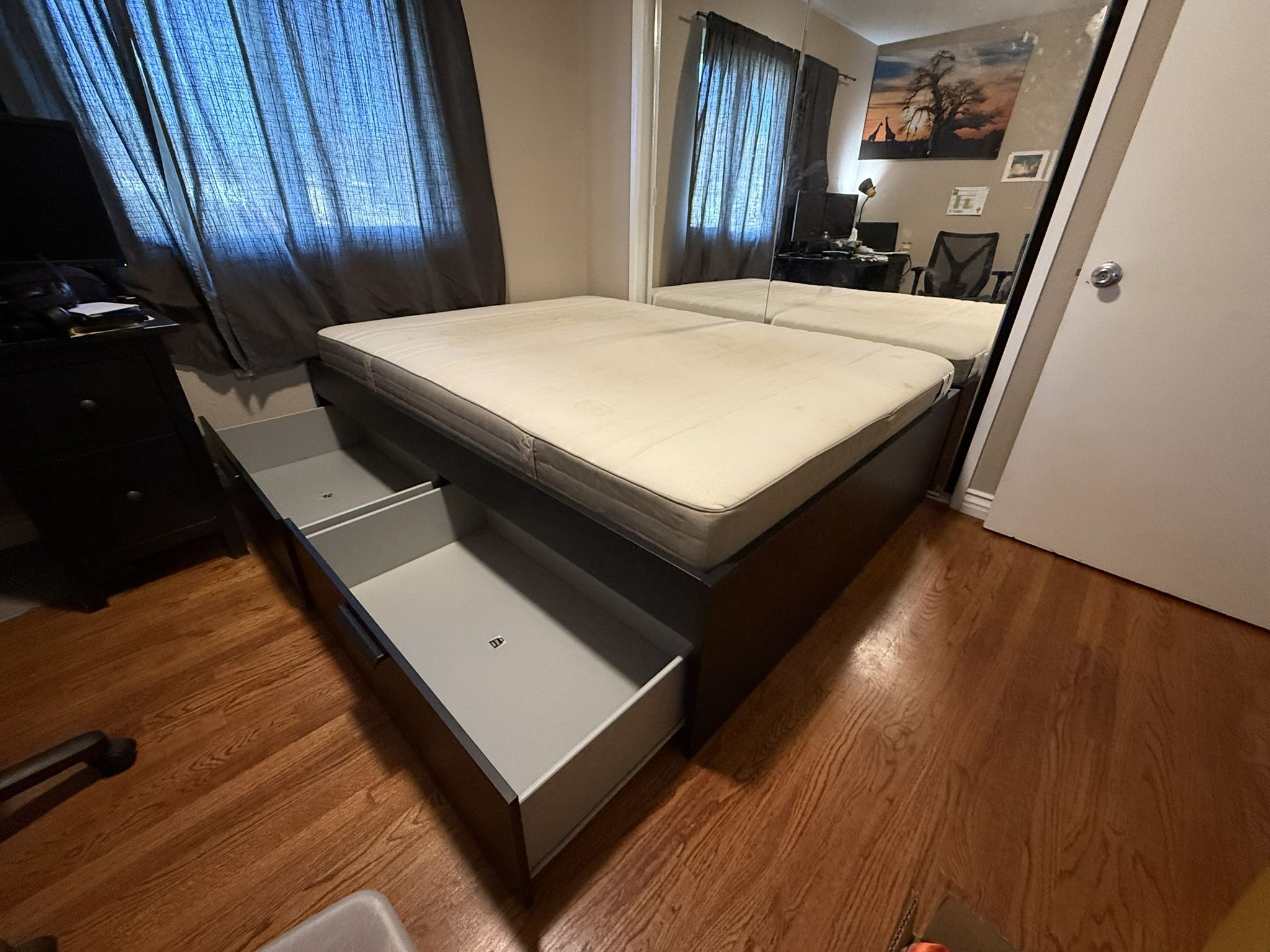 Bed Frame with 4 Storage Drawers, Queen, IKEA