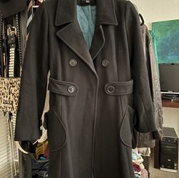 XS Bebe Black Coat with Teal Lining