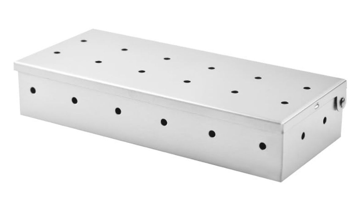 Stainless Steel Wood Pellet Smoker Box BBQ Accessories Add Smokey BBQ Flavor on Charcoal Grill or Gas Grill