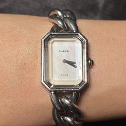 Chanel Paris Ladies Watch with Mother of Pearl Dial Cuban Link Bracelet 1987 