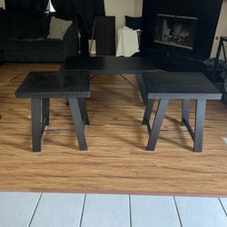 Black Coffee Table And End Tables 