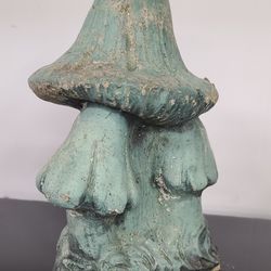 Vintage Painted Concrete Mushroom Garden Statue 