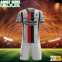 Atlas FC 2026 Soccer Uniform Set – White Red & Black Jersey + Shorts S-2XL