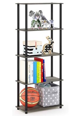 Furinno TURN-N-TUBE Storage Shelves, 5-Tier Book Shelf