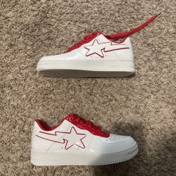 Patent Leather White Red Bathing Ape Bape Sta