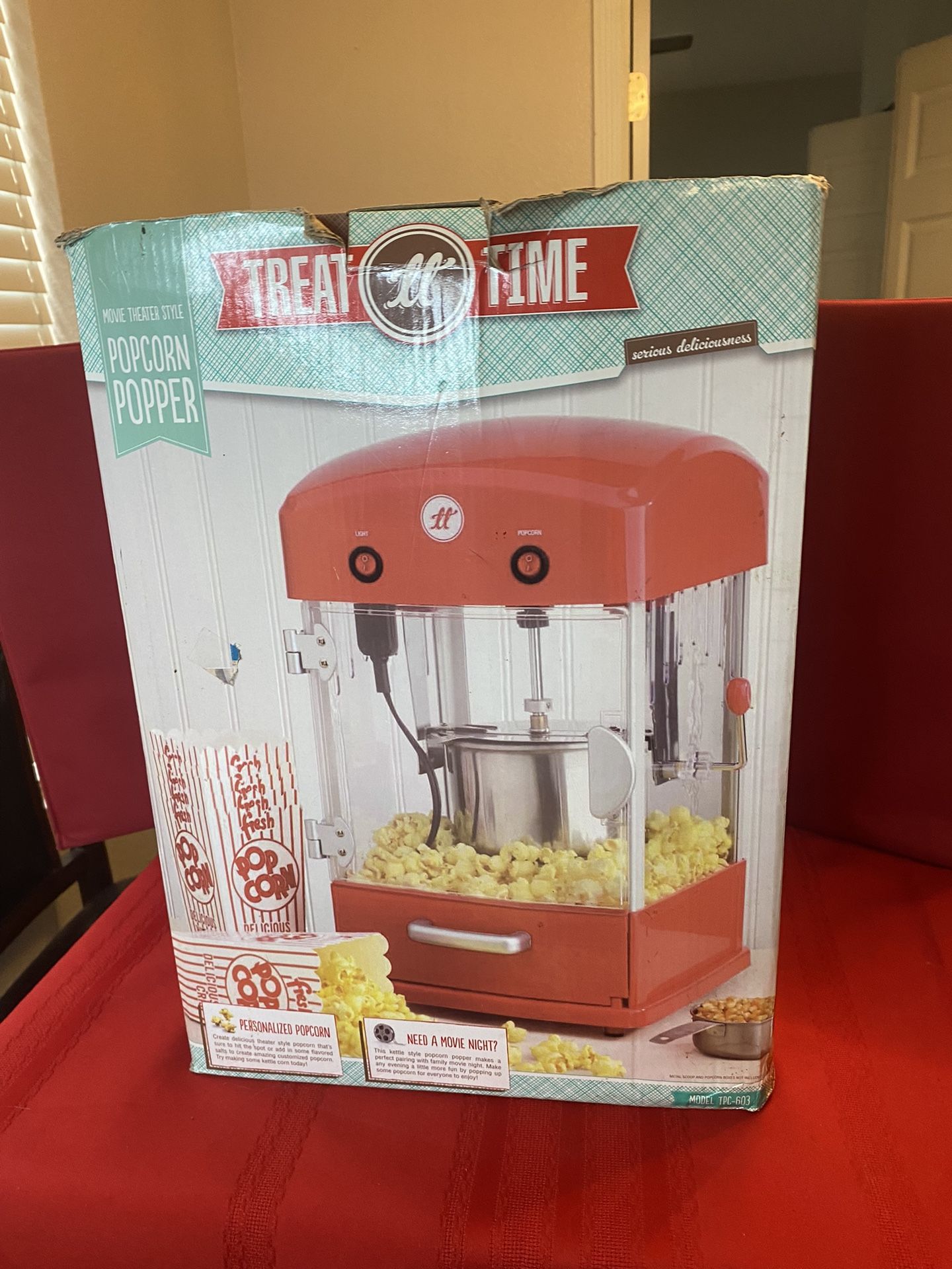 New Treat Time Movie Theater Style Popcorn Popper
