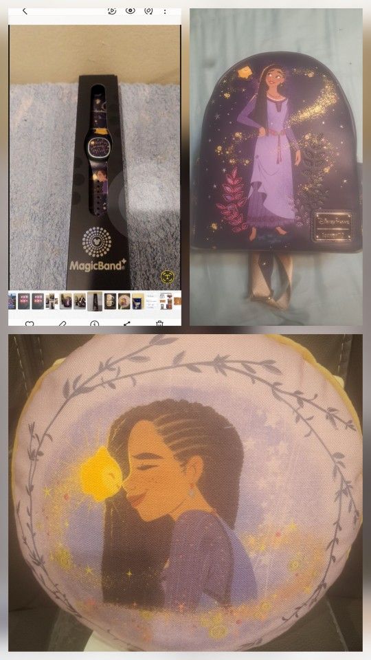 Disney Asha Magic Band. Loungefly Backpack And Pillow