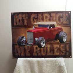 "My GARAGE MY RULES" Wall Plaque