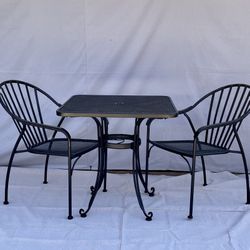 Patio Bistro Set Wrought Iron 28” Table 2 Chairs