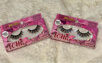 2 pairs of loni Diamond Embellished Faux Mink Lashes in Pink Packaging