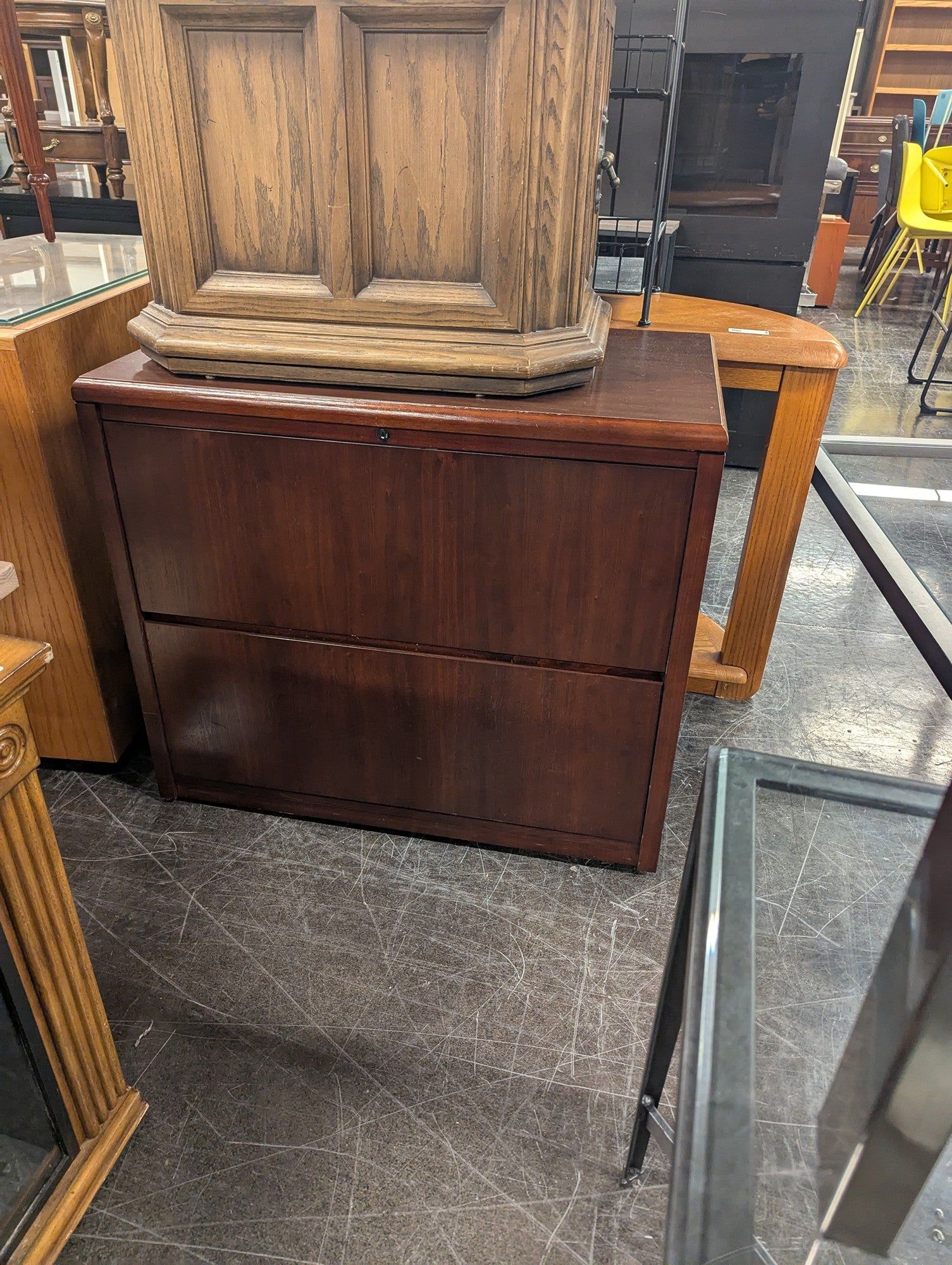 Rich Mahogany Two-Drawer Lateral File Cabinet