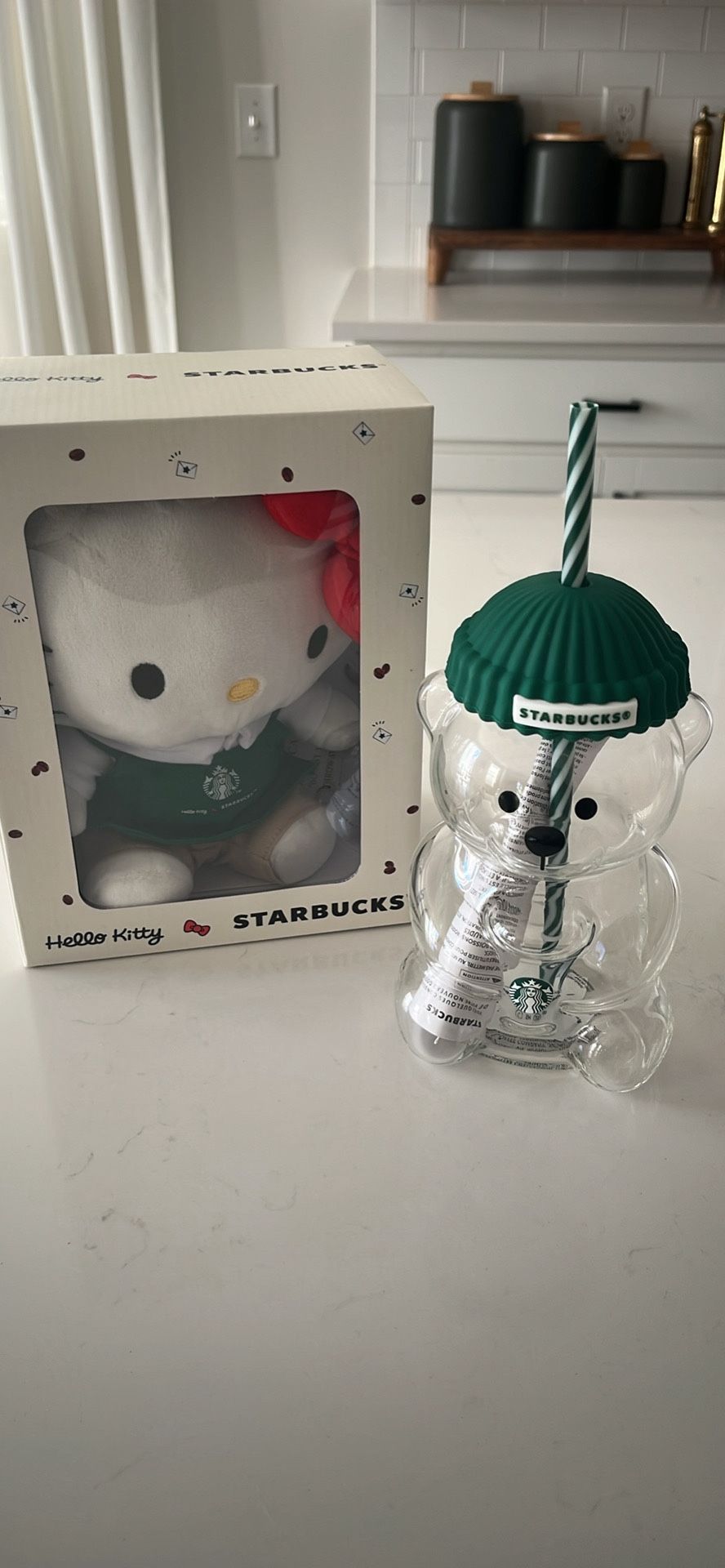 Starbucks Bearista Glass & Hello Kitty Plush