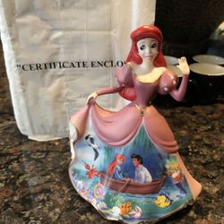 DISNEY FOREVER ARIEL BRADFORD EXCHANGE PORCELAIN BELL FIGURINE DISNEY DRESSES AND DREAMS FOREVER WITH CERTIFICATE OF AUTHENTICITY OBO