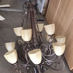 Luxurious Burnt Copper Iron 12 Light Candelabra Opulent Venetian Tuscany Chandelier 