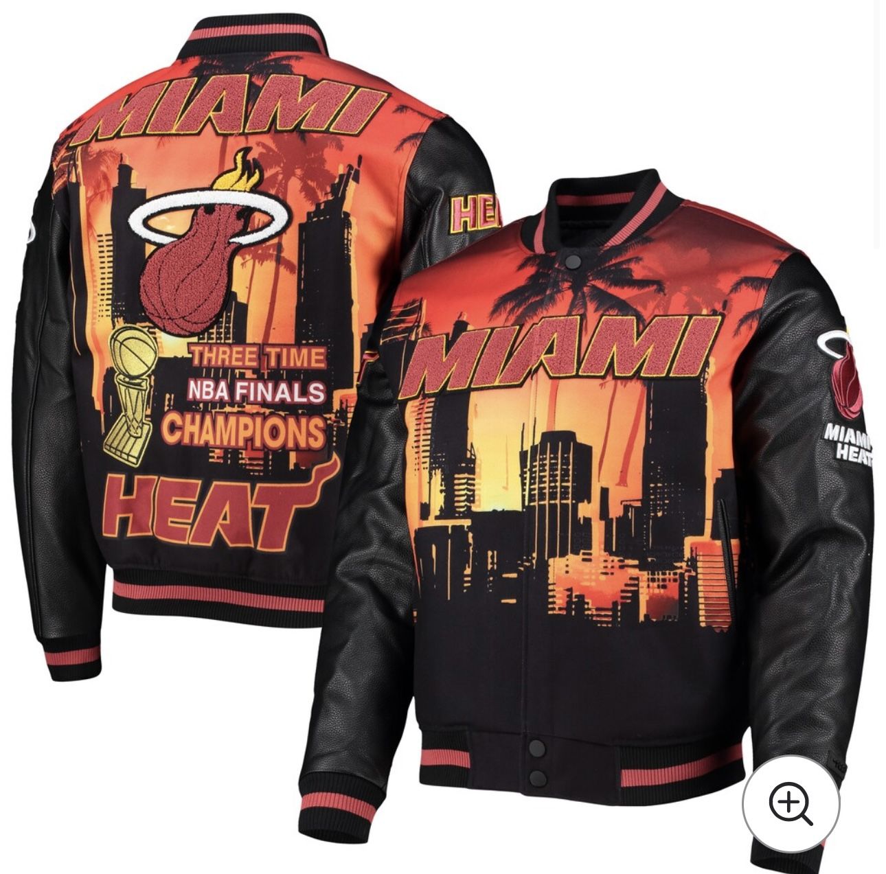 Men's Miami Heat Pro Standard Black Remix Varsity Full-Zip Jacket  Size L