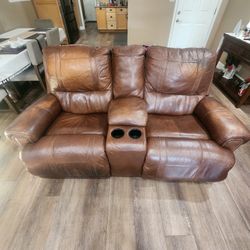 Leather Sofa/Loveseat with Built-in Recliners