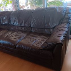 Leather Couch, Chair & Ottoman