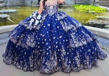 Quince dress Navy blue with rose gold