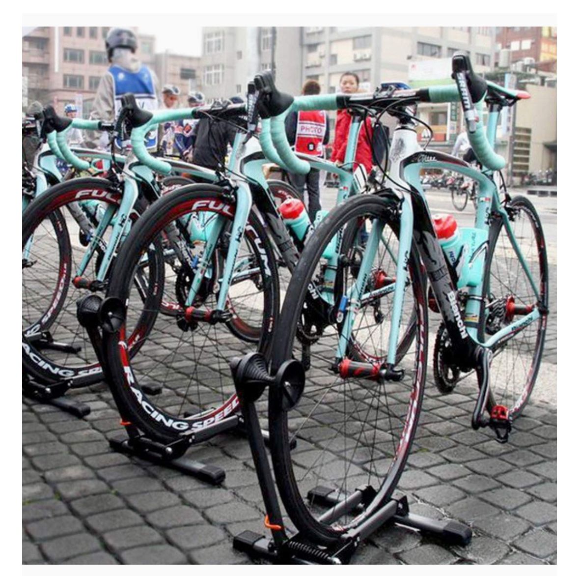Foldable Floor Bike Stand Portable Bicycle Storage Holder Mountain Bikes Adjustable Ramp