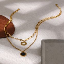 Black Shell Pendant Necklace 316L