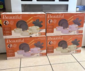 Beautiful 12-Piece Evergood Non-Toxic Ceramic Nonstick Coating Cookware Set, Pots and Pans with St..
