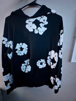 Black Floral Wreath Graphic Hoodie