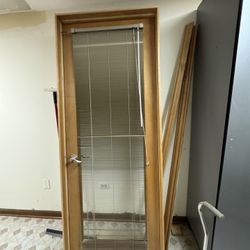 FiberGlass Wooden Door With Inside Curtain