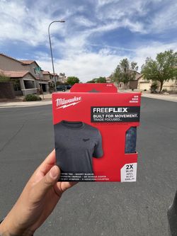 New Milwaukee Men's 2X-Large Blue Cotton/Polyester Short-Sleeve Hybrid Work T-Shirt