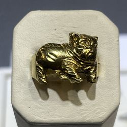 10kt Yg Bull Dog Ring 6.10g