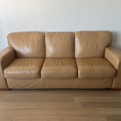 85” Camel Genuine Leather Sofa