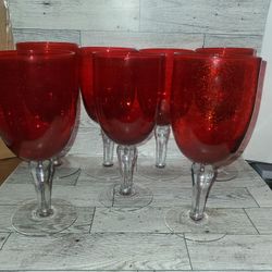 Artland Bubble Glass Vintage Ruby Red Goblets 