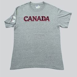 Canada vintage gray t shirt with patch on sleeve Size Medium
