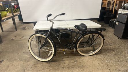 Black Beach Cruiser Bicycle with Rear Rack