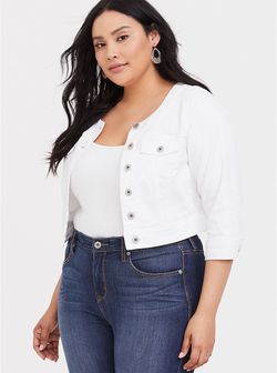 Plus Size white denim jacket