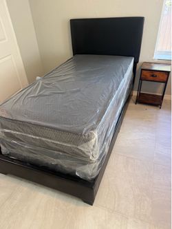 Twin  size bed frame with mattress and free delivery free installation all new furniture
