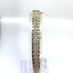 10KT Yellow Gold 7-1/2” V Shape Diamond Bracelet 16.90g 7.6mm 182219/11