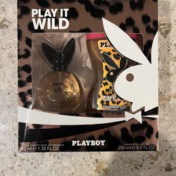 Playboy Play It Wild Eau de Toilette Spray and Shower Gel - Brand New 