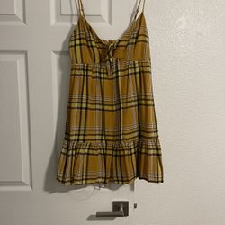 Row A Plaid Yellow Mini Dress 