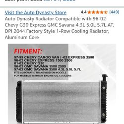 Radiator Fits Cargo Most Chevy Cargo Vans/96-02Gmc Trucks