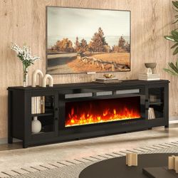 80" Fireplace TV Stand, 50 Inch Smart Fireplace & Modern Entertainment Center, Fire Place TV Console with WI-FI Enabled for TVs Up to 90", TV Stands f