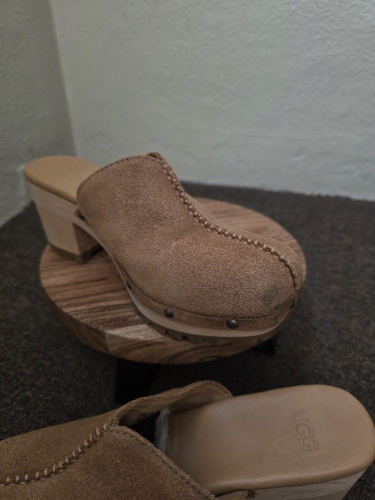 Women's UGG Tan Suede Clogs Men's shoes