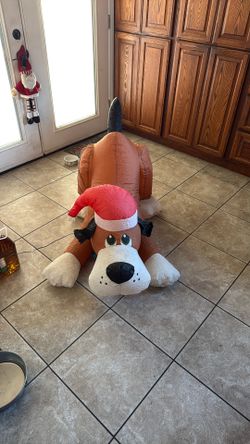 3.5 foot playful puppy Santa inflatable blowup outside Christmas decoration