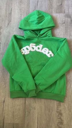 Green and white sp5der hoodie