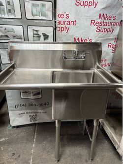 18x18 Food Prep sink NSF Health Dept 1 Compartment stainless steel Heavy Duty With Faucet no lead