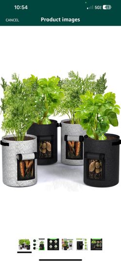 Utopia Home 10-Gallon Potato Grow Bags Pack of 4 – Foldable, Breathable, and Non-Woven Vegetable Planters – Easy to Move Gardening Pots with Reinforce