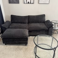 Deep Seat Sofa Couch with Ottoman, 