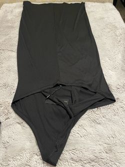 Black Ribbed Bodysuit