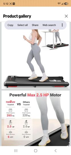 THERUN Walking Pad Under Desk, Portable Mini Treadmill for Home/Office, 2.5HP Jogging Machine with 300 lbs Weight Capacity, Remote Control, LED Displa