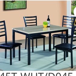 5pc Dining Room Set, White Top